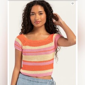 NWT FULL TILT Stripe Off The Shoulder Womens Top